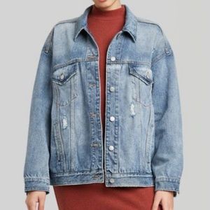 Oversized distressed denim jacket